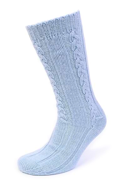 Ladies 3-Ply Cashmere Cable Bed Socks