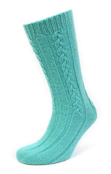 Ladies 3-Ply Cashmere Cable Bed Socks