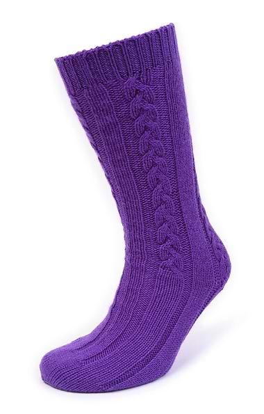 Ladies 3-Ply Cashmere Cable Bed Socks