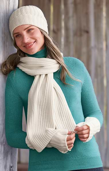 Ladies Cashmere Rib Scarf