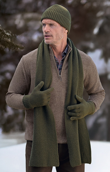 Men's Cashmere Chunky Rib Scarf