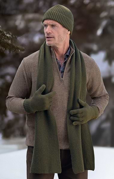 Men's Cashmere Chunky Rib Scarf