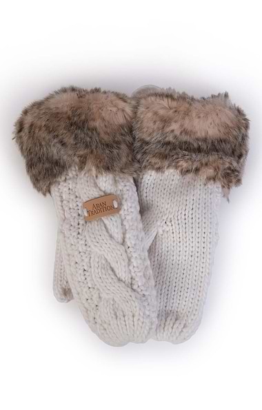 Ladies Fur Trim Mitts