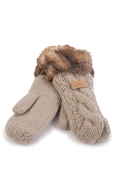 Ladies Fur Trim Mitts