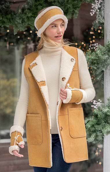 Ladies Sheepskin Fingerless Mittens