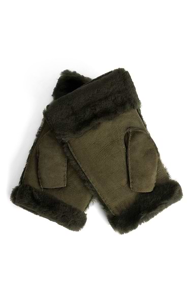 Ladies Sheepskin Fingerless Mittens