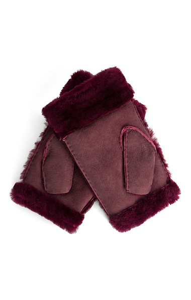 Ladies Sheepskin Fingerless Mittens