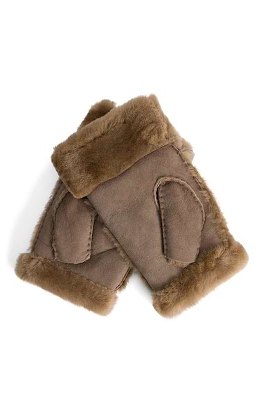 Ladies Sheepskin Fingerless Mittens