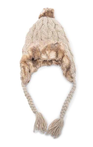 Ladies Cable Trapper Hat