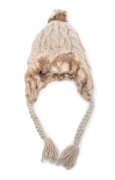 Ladies Cable Trapper Hat