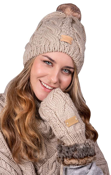 Ladies Cable Knit Mitts