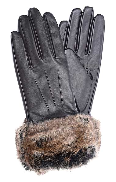 Ladies Fur Trimmed Leather Gloves