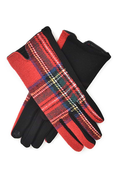 Ladies Tartan Touchscreen Gloves