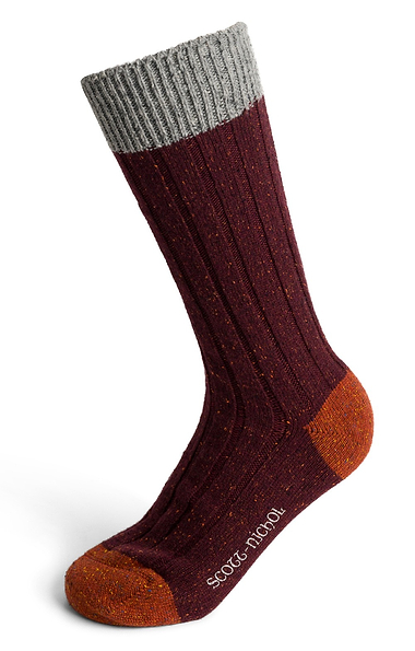Men's Contrast Flecked Merino Wool & Silk Blend Sock