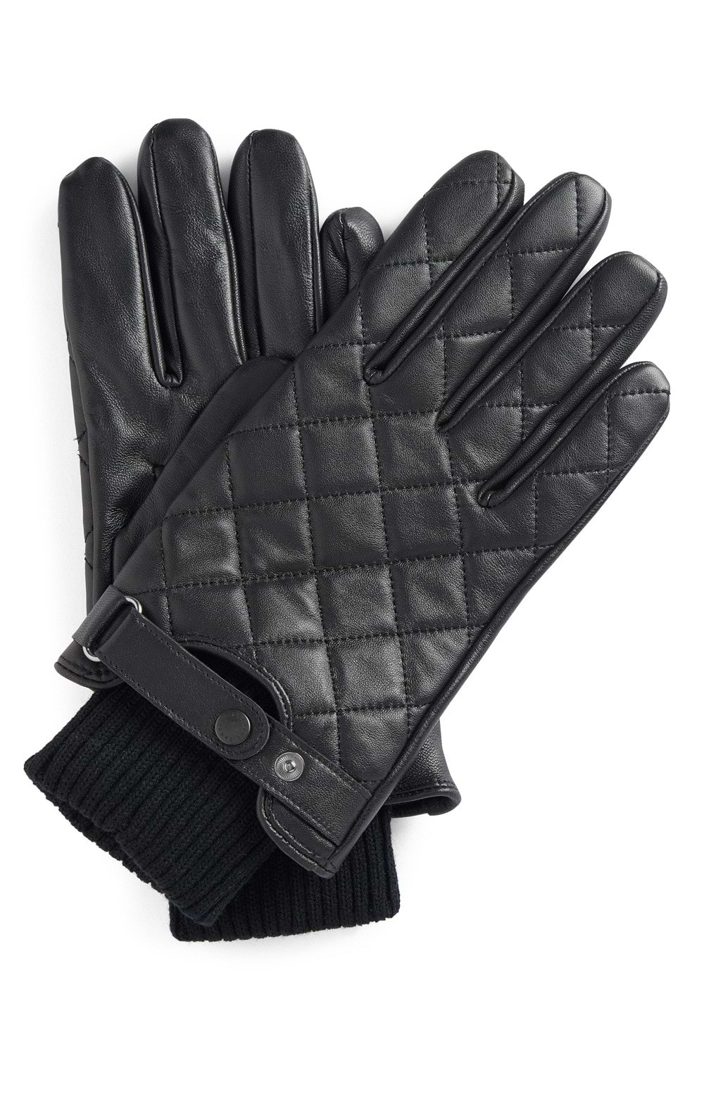 Mens Barbour Quilted Leather Gloves, Black House of Bruar