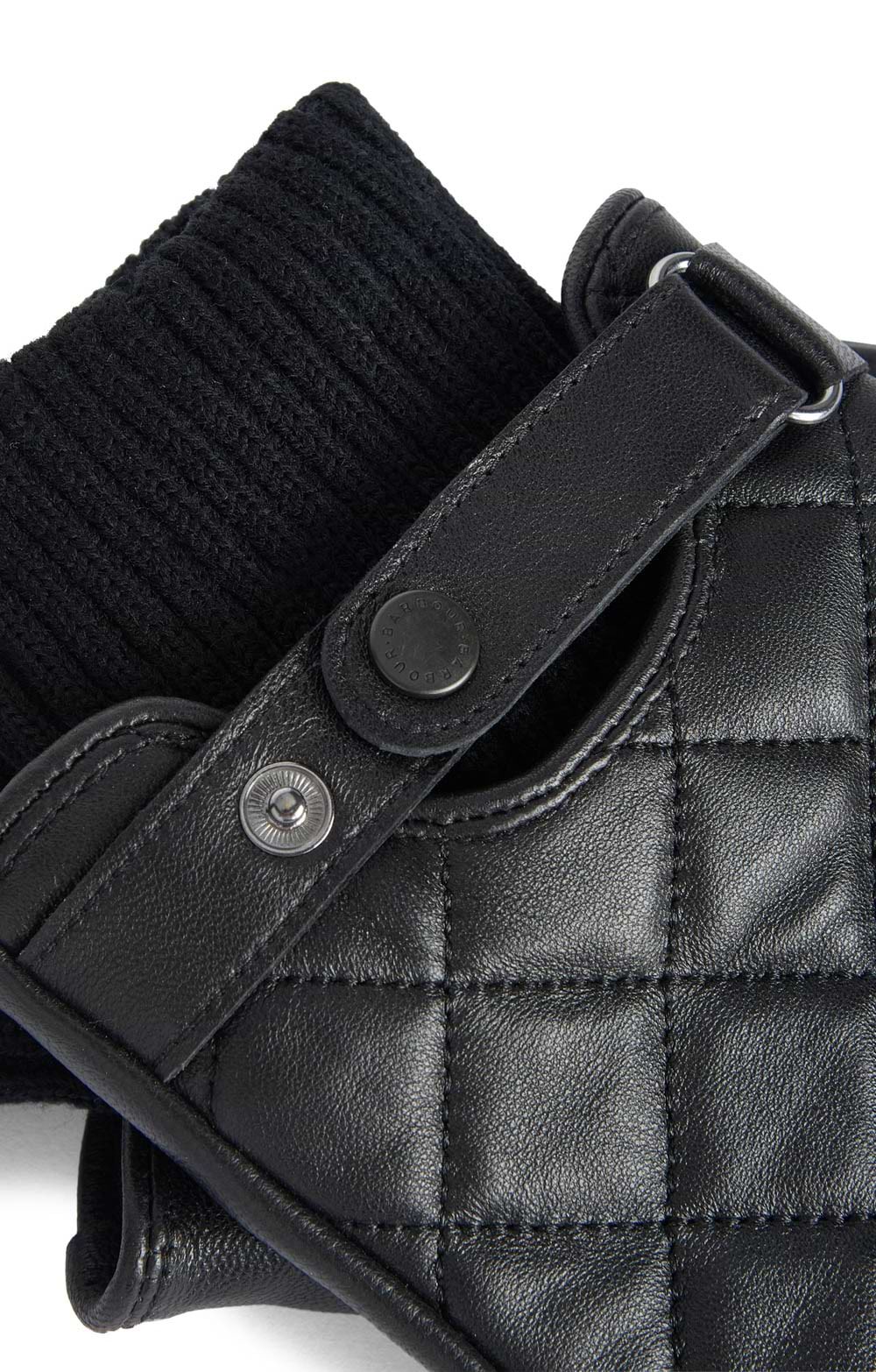 Mens Barbour Quilted Leather Gloves, Black House of Bruar - Main Image