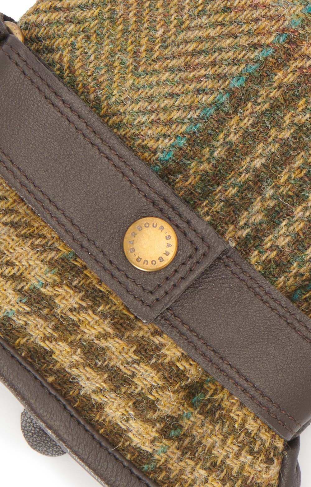 Mens Barbour Deveron Tweed & Leather Gloves, Green - House of Bruar