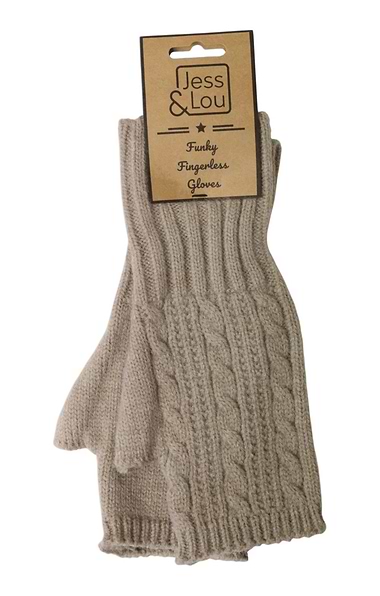 Ladies Cable Knit Fingerless Gloves