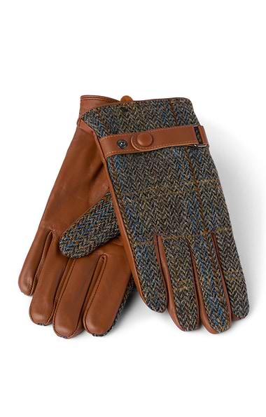 Men's Leather Gloves with Harris Tweed®