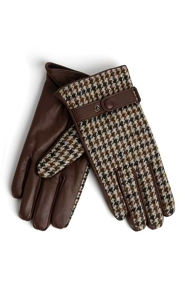 Men's Leather Gloves with Harris Tweed®