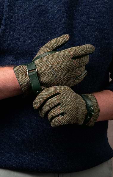 Men's Leather Gloves with Harris Tweed®