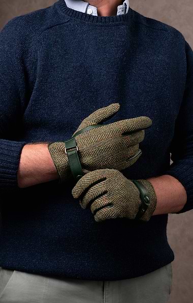 Men's Leather Gloves with Harris Tweed®