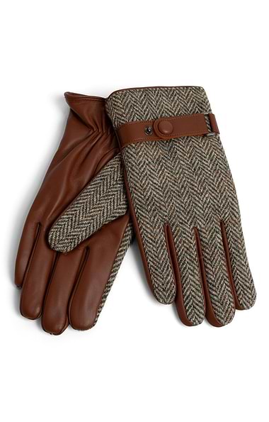 Men's Leather Gloves with Harris Tweed®