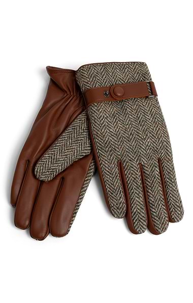Men's Leather Gloves with Harris Tweed®