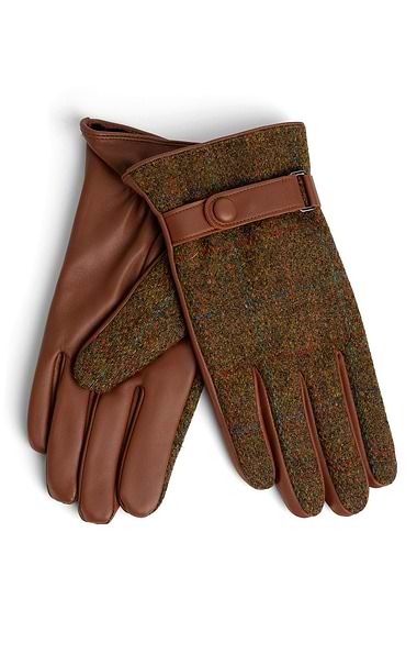 Men's Leather Gloves with Harris Tweed®