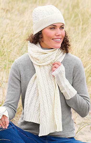 Ladies 3-Ply Cashmere Cable Wristwarmer