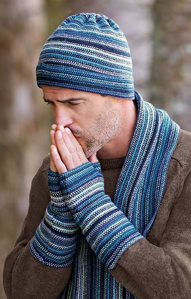 Lambswool Striped Fingerless Glove