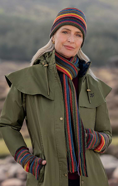 Lambswool Striped Fingerless Glove