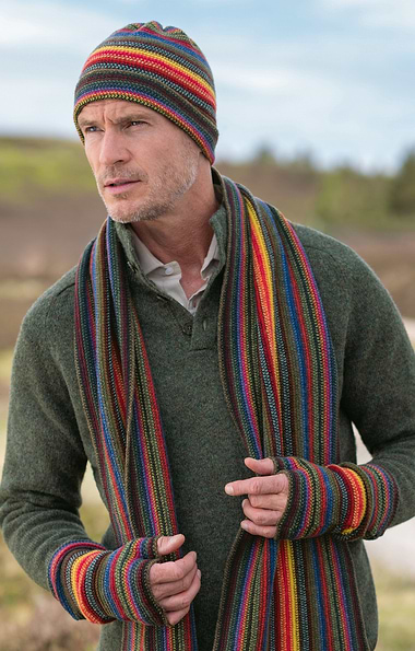 Lambswool Striped Fingerless Glove