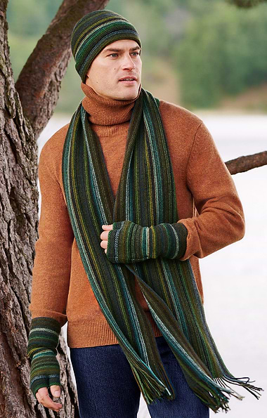 Lambswool Striped Fingerless Glove