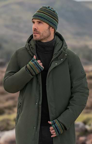 Lambswool Striped Fingerless Glove