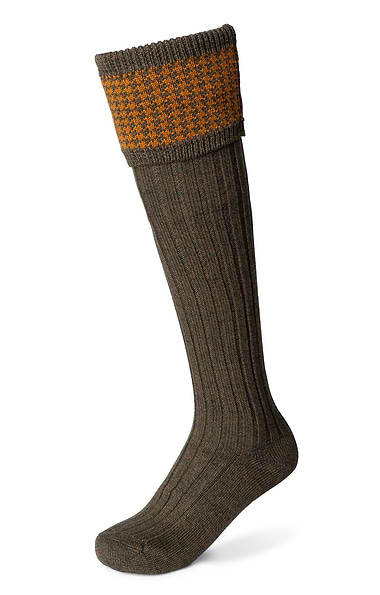 Men's House of Cheviot Merino Blend Houndstooth Top Sporting Socks