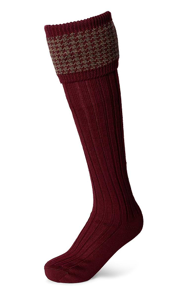 Men's House of Cheviot Merino Blend Houndstooth Top Sporting Socks