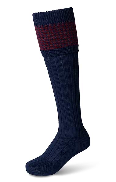 Men's House of Cheviot Merino Blend Houndstooth Top Sporting Socks