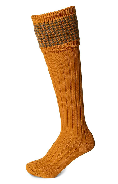 Men's House of Cheviot Merino Blend Houndstooth Top Sporting Socks