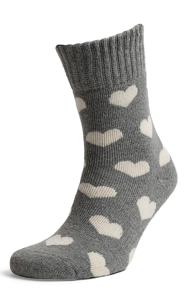 Ladies Hearts Ribbed Socks