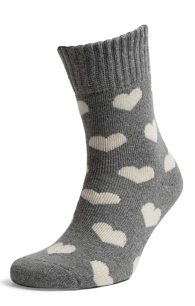 Ladies Hearts Ribbed Socks