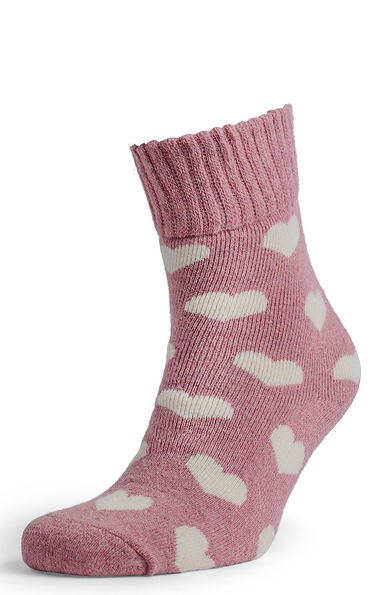 Ladies Hearts Ribbed Socks