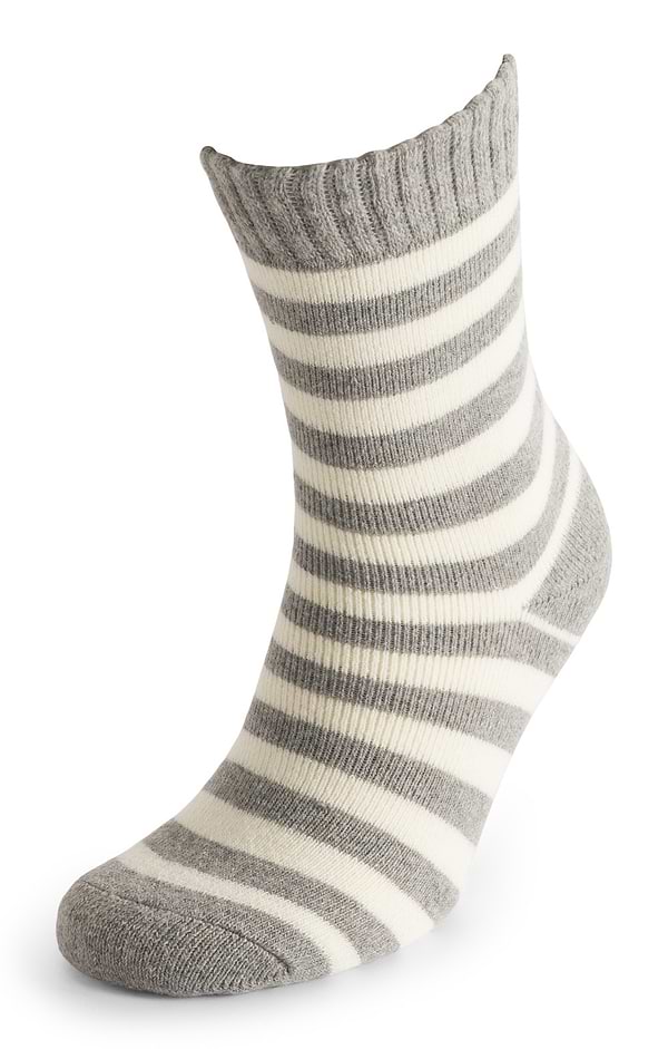 Ladies Wide Stripe Ribbed Socks