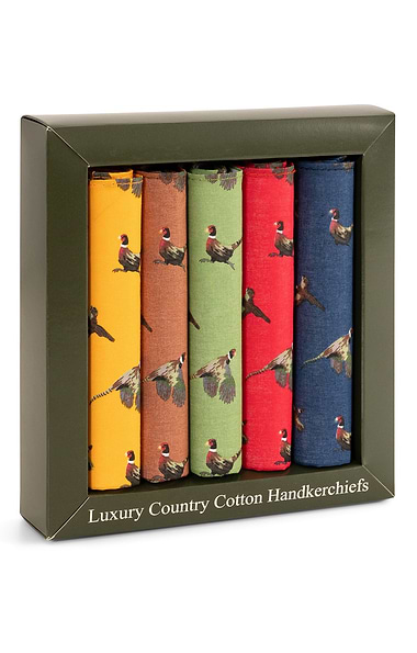 Set Of Five Cotton Handkerchiefs