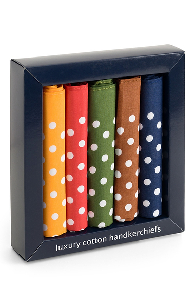 Set Of Five Cotton Handkerchiefs