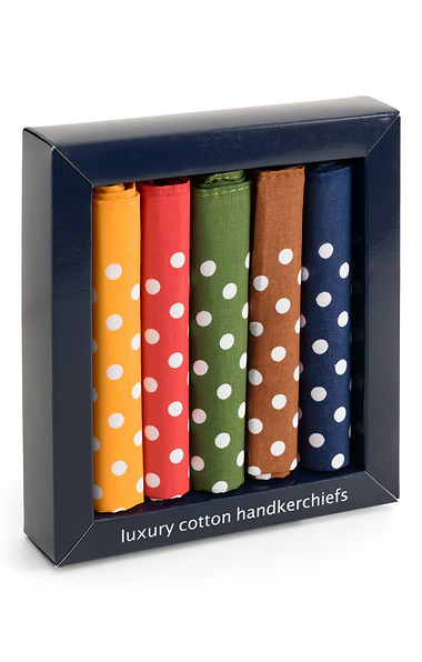 Set Of Five Cotton Handkerchiefs