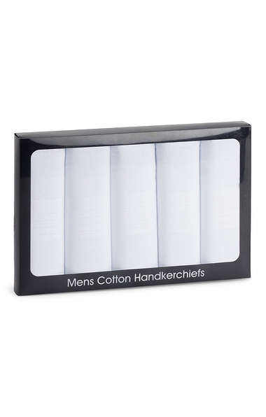 Men’s 5 Pack White Satin Handkerchief Set