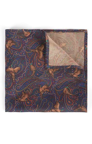 Paisley Pheasant Silk Handkerchief