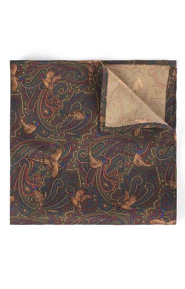 Paisley Pheasant Silk Handkerchief
