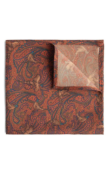 Paisley Pheasant Silk Handkerchief